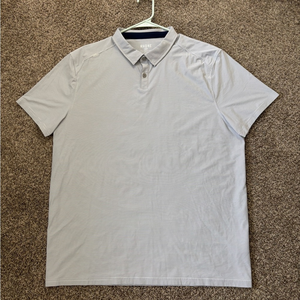 Rhone Polo Shirt Mens 2XL Gray Micro Stripe Performance Golf Stretch Athletic